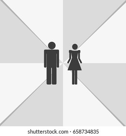 Man and woman icon. Restroom illustration.