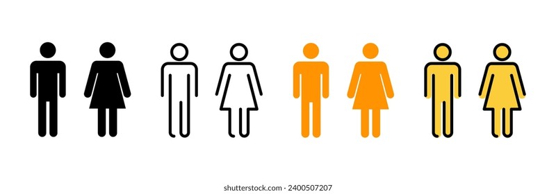 Man and woman icon set vector. male and female sign and symbol. Girls and boys