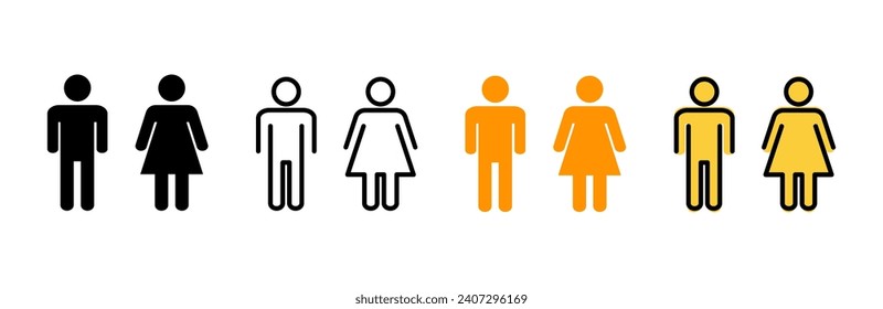 Man and woman icon set vector. male and female sign and symbol. Girls and boys