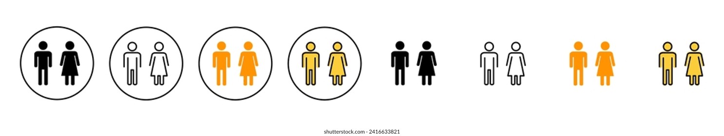 El vector del conjunto de iconos de hombre y mujer. signo y símbolo masculino y femenino. Niñas y niños