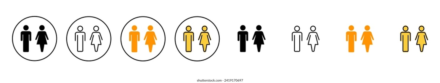 El vector del conjunto de iconos de hombre y mujer. signo y símbolo masculino y femenino. Niñas y niños