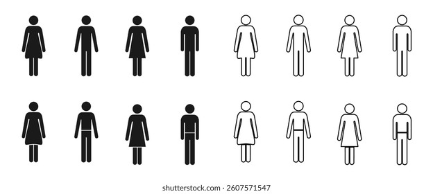 man and woman icon set vector illustration isolated on white background.