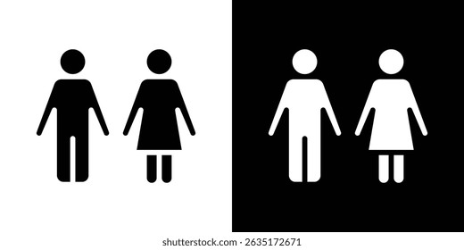 Ícone de homem e mulher em estilo de design moderno plano sólido.