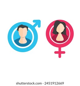 Man and woman icon suitable for gender equality campaigns, bathroom signs, relationship counseling websites, genderneutral products, and diversitythemed projects.