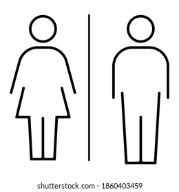 Man and woman icon. Symbol, silhouette, icon on the toilet, icons, romantic icon isolated on white background. Flat style. Vector illustration