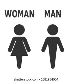 Man and woman icon, symbols and icons for bath and toilet isolated on white background, vector illustration.