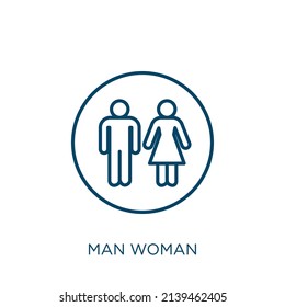 man woman icon. Thin linear man woman outline icon isolated on white background. Line vector man woman sign, symbol for web and mobile