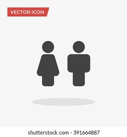 Man, Woman Icon in trendy flat style isolated on grey background. Toilet symbol for your web site design, logo, app, UI. Vector illustration, EPS10.