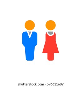 Man and woman icon vector, filled flat sign, solid colorful pictogram isolated on white. Couple symbol, logo illustration
