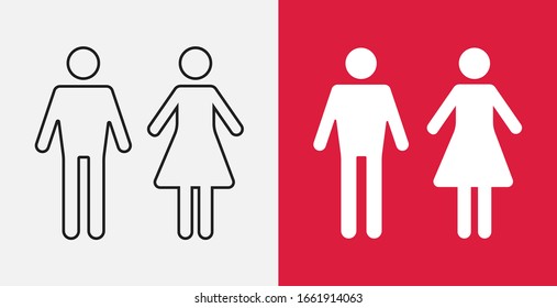 Man and woman icon. Vector illustration icon. Male and Female symbols. Outline and filled icons set