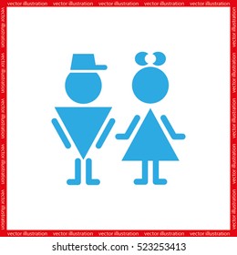 man and woman icon vector illustration eps10. Isolated badge for website or app - stock infographics