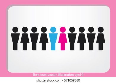 Man and woman icon vector illustration eps10. Isolated badge people flat design for website or app - stock graphics.