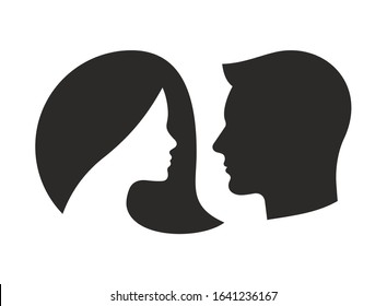Man and woman icon. Vector icon isolated on white background.