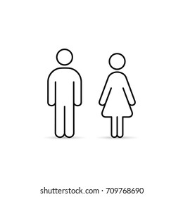 Man and Woman icon, vector isolated line illustration.