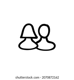 man and woman icon in vector. Logotype - Doodle
