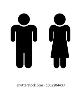 Man and woman icon. Vector icon of man and woman silhouettes isolated on white background. Two genders icon in flat style man and woman. Vector illustration.