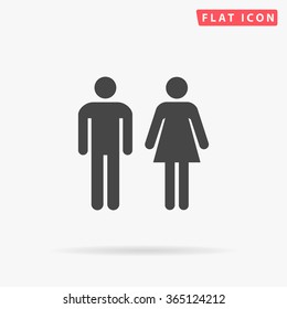 Man and Woman Icon Vector. Simple flat symbol. Perfect Black pictogram illustration on white background.