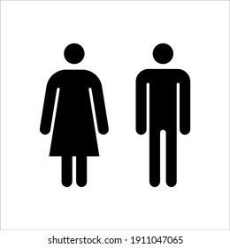 Icono de hombre y mujer. Símbolo vectorial aislado. Señal de hombres y mujeres para baño. Pictograma de aseo para niñas y niños para baño