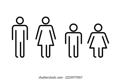 Vector de iconos de hombre y mujer para la web y aplicación móvil. signo y símbolo masculino y femenino. Niñas y niños