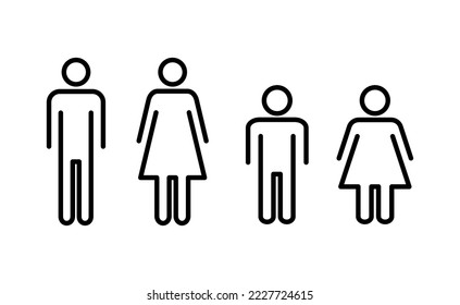 Vector de iconos de hombre y mujer para la web y aplicación móvil. signo y símbolo masculino y femenino. Niñas y niños