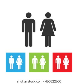 Man and woman icon. Woman's and man's shape. Male and female icon. Gender icon. Vector illustration.