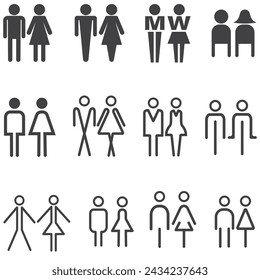 Man and woman icons set. male and female sign and symbol. Girls and boys symbols. For commercial uses.