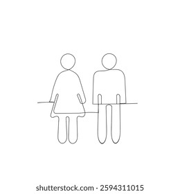 Man and woman icons set. male and female sign and symbol. Girls and boys continuous line drawing