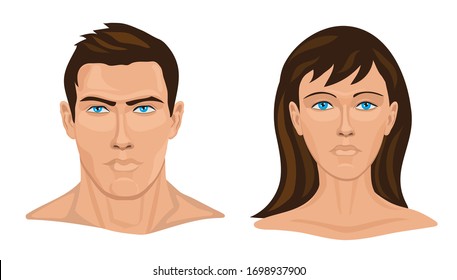 Man and woman icons. Vector illustration.
