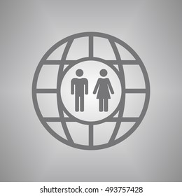 Man and Woman Icon,vector. Flat design.