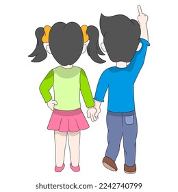 man and woman intimate couple holding hands. vector design illustration art