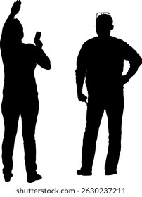 Man and woman isolated silhouette couple standing silhouette.
