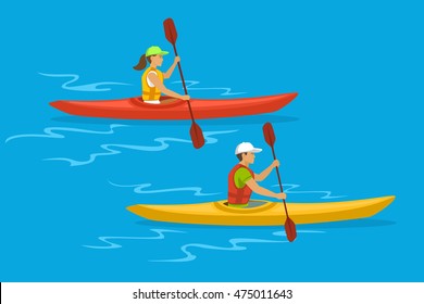Man and Woman Kayaking