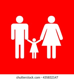 Man, woman and kid sign