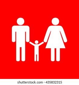 Man, woman and kid sign