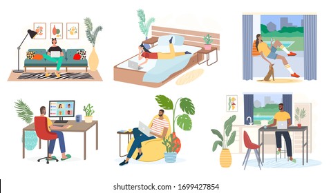 Working Home Coworking Space Concept Illustration Stock Vector (Royalty ...