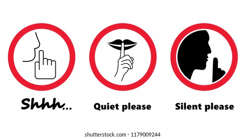 Man Or Woman Lazy Day. Mute. Please Be Quiet Silent Or Silence With Hand, Finger Over Lips For No Talking Sign For Psssst Shhh Sleeping Or Not Sound Doodle Funny Silhouette Hush Vector Icon Or Symbol.