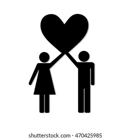 Man and woman lifted up heart.Vector illustration