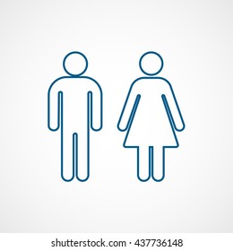 Man and Woman Line Blue Icon On White Background