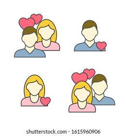 Man and woman linear avatar in love