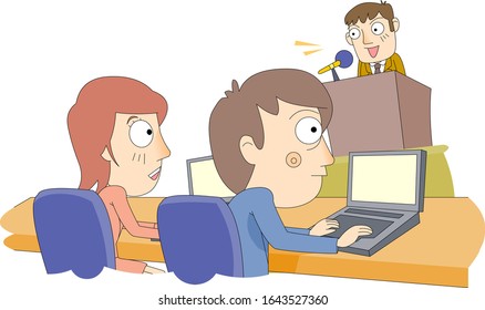 Man and woman listening to explanation