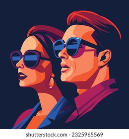 Man and woman looking through glasses