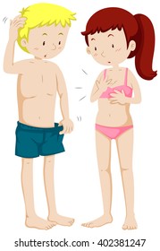 Man and woman losing weight illustration