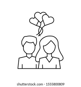 Man woman love is in the air icon. Simple line, outline vector of having feelings icons for ui and ux, website or mobile application