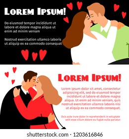 Man and woman in love banners template, vector illustration