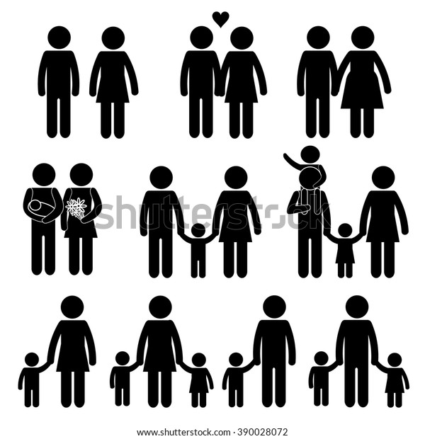 Man Woman Love Family Stick Figure Stock Vector (Royalty Free) 390028072