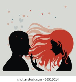 man and woman in love portrait illustration