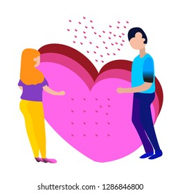 Man and woman in love. Valentine day,Couple vector illustration, isometric style