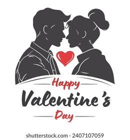 Man and woman in lover are hugging each other. Valentine's Day concept. Ready to apply to your design. Vector illustration.