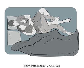 man and woman are lying on the bed. family relationships. vector illustration.