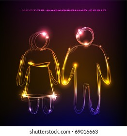 man and woman "made of light" collection